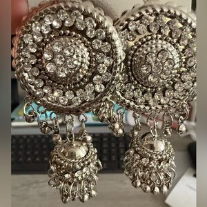 3/$30 - Elegant Silver Party Dangle Earrings with Crystals (NWT)